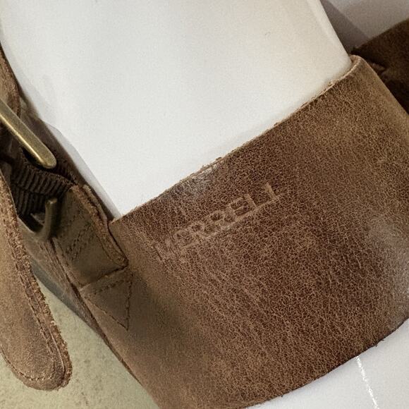 Womens 7 Merrell Around Town Back Strap Sandals Brown Leather Slingback Casual - Picture 6 of 9